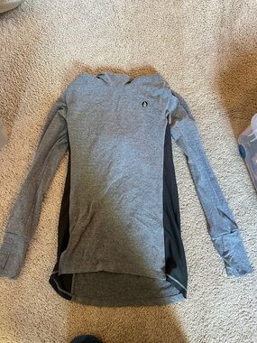 Volcom Gray and Black Kids' Hooded Performance Long Sleeve